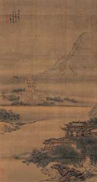 袁江 丁亥（1707）作 露台秋月 镜心